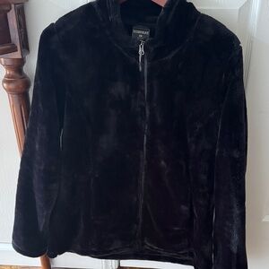 32 Degrees Black Plush Zip-Up Jacket